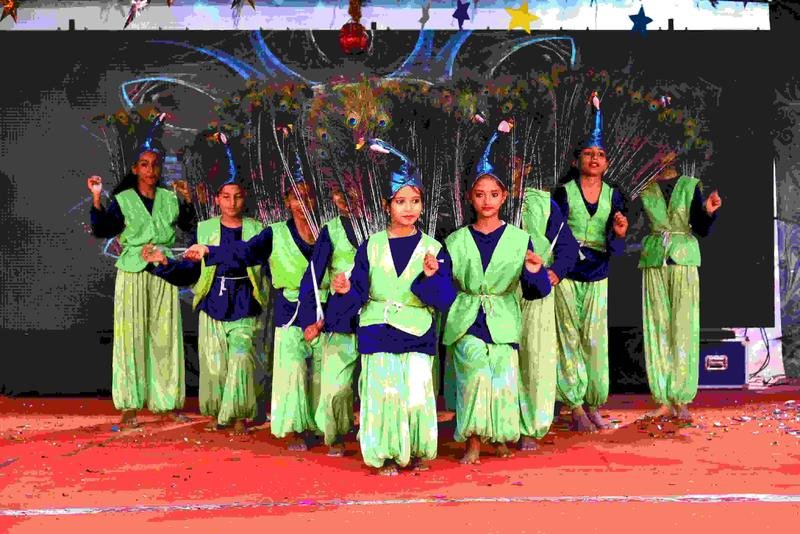 Students performing the peacock dance